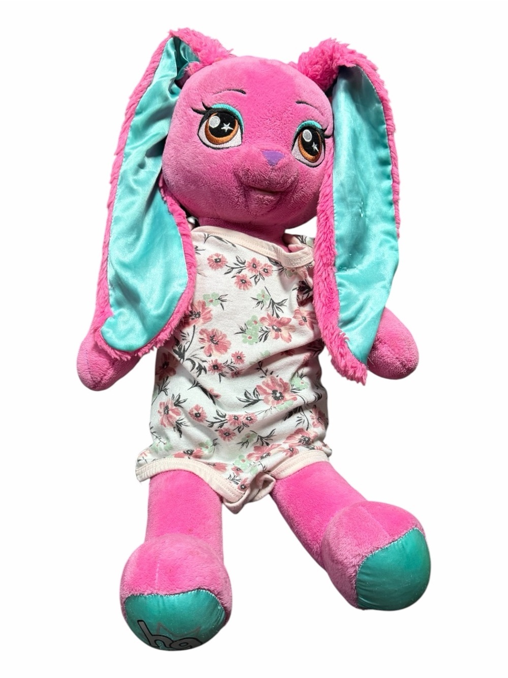 Build-A-Bear Pink Bunny with Teal Ears and Soles